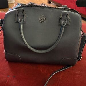 Tory Burch Dark Leather Satchel it is metallic